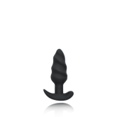 SILICONE SWIRL BUTT PLUG W/ R/C - BLACK